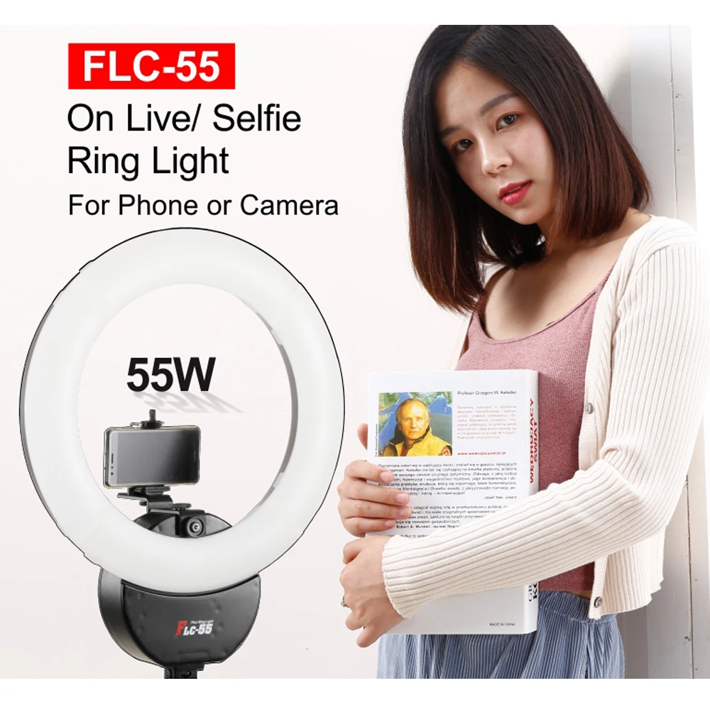 55W Soft Ring Lighting 5600K Portable Video Selfie Light for Studio Fotografia With Phone Bracket+Filter | Электроника