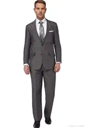 2018 летние для серый льняной костюм Для мужчин Жених Slim Fit 2 шт. смокинг на заказ блейзер для свадьбы TERNO masuclino куртка + брюки