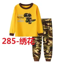 Комплекты детской одежды с длинными рукавами для маленьких мальчиков, пижамы комплект одежды для девочек, комплект одежды для сна из хлопка, Симпатичные рубашки с рисунком "динозавр"+ штаны