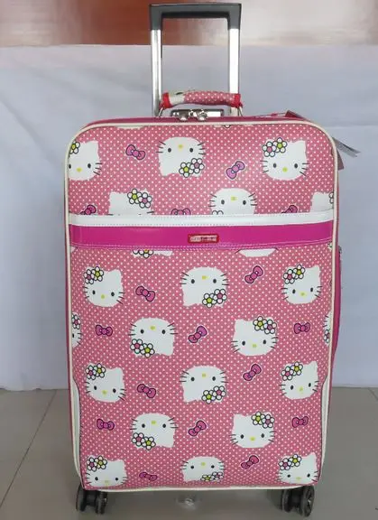 Новинка 24 дюймов Hello kitty Spinner дорожные наборы чемоданов Дети Студенческие женщины тележки на колёсиках багаж EMS/DHL - Цвет: pink