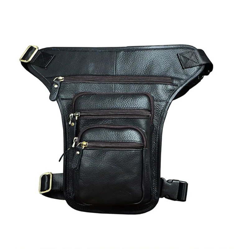 أزياء الرجال خمر جلد البقر قطرة الساق فاني حزمة الخصر حزام الورك بوم دراجة نارية ركوب رسول Crossbody حقيبة كتف