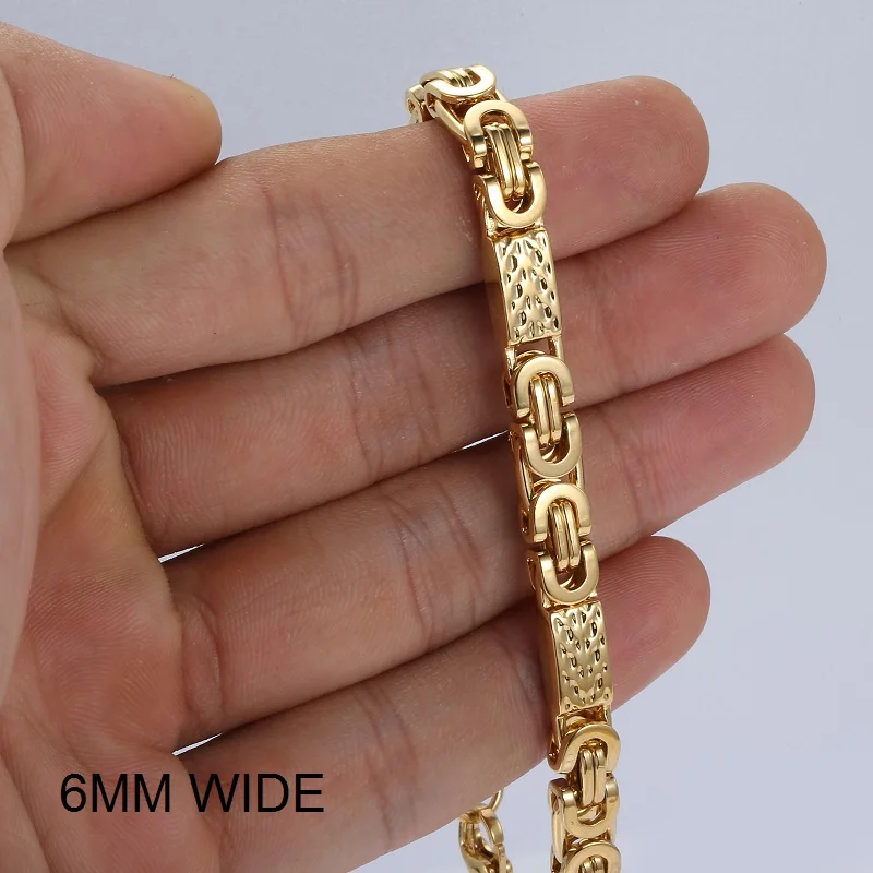 Мужской браслет с цепочкой 5 мм Византийская Коробка цепи браслеты для мужчин черный золотой серебряный нержавеющая сталь модное ювелирное изделие подарок KBB5 - Окраска металла: KB404
