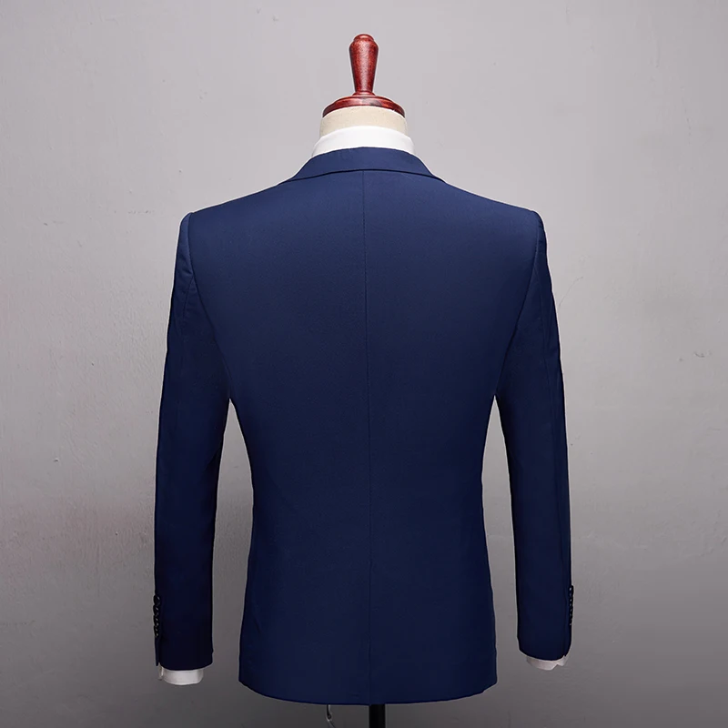 2020 New Dark Navy Fashion Men Suits Costumes High quality Men's Solid Formal 3 Pieces Wedding Groom Tuxedos Prom Slim fit Suits