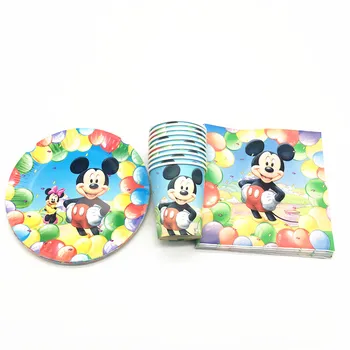 

60pcs mickey mouse theme disposable tableware set mickey disposable plates cups napkins mickey mouse decorations