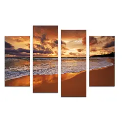 4 шт. пляжные sundown в Лидер продаж стены картина-принт на холсте для домашнего декора идеи краски на стене фотографии art не оформлена