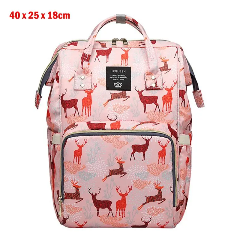 Модная сумка для мам LEQUEEN, милые сумки для подгузников с принтом оленя, большая емкость для мам, рюкзак для ухода за ребенком - Цвет: 04