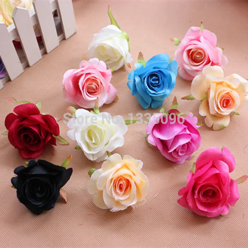 

2pcs Artificial New Rose Wedding Decorations Flowers Free shipping New style arrival Multicolor For Choise D:7.0Cm H:5Cm