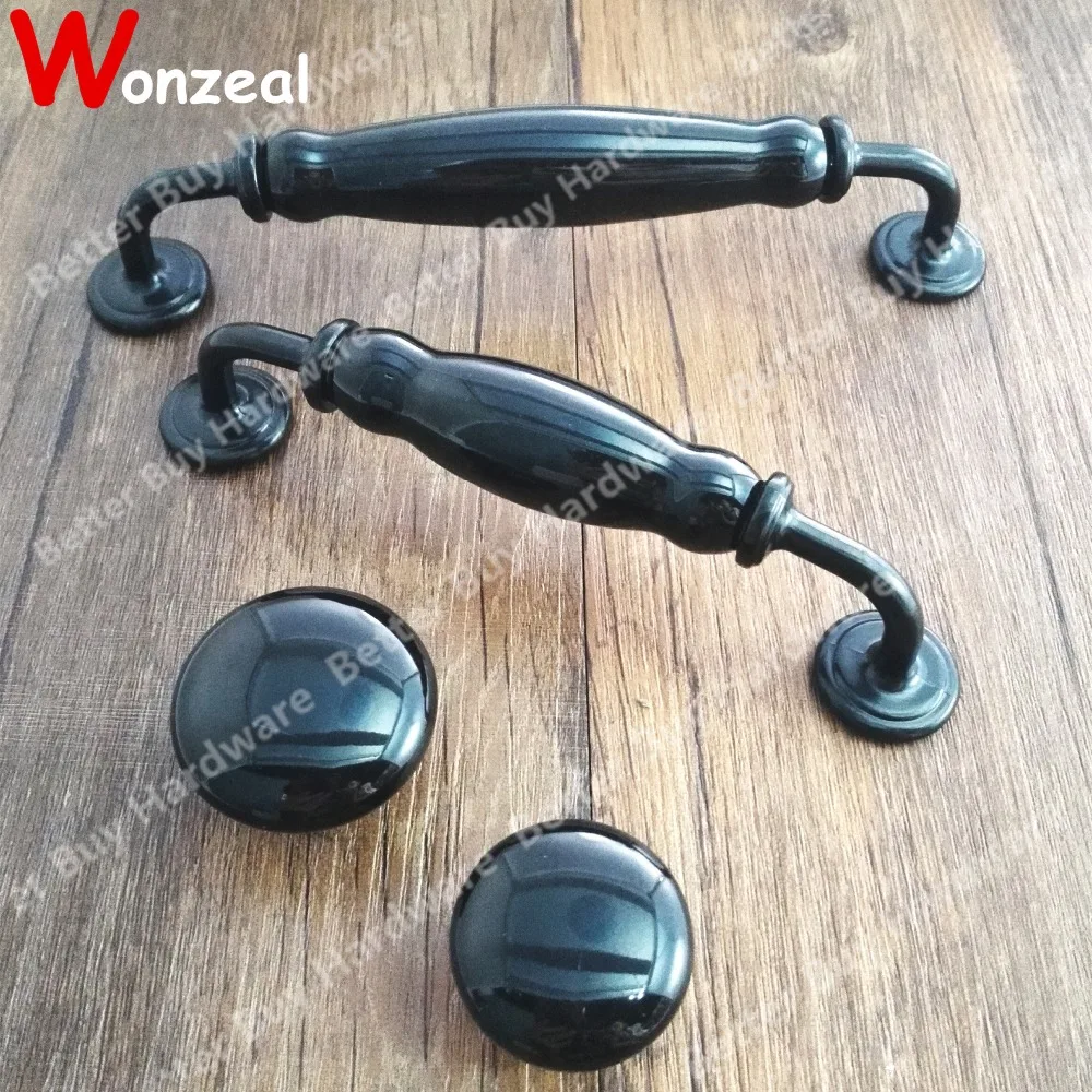 

Single Knob Hole CC 128mm/160mm Black Kitchen handles Pull handles Furniture hardware Cabinet knobs and handles Drawer knobs