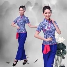 Танцевальные костюмы Древний китайский костюм Disfraces Женский и фарфоровый Китайский народный танец одежда Yangko развевающийся костюм