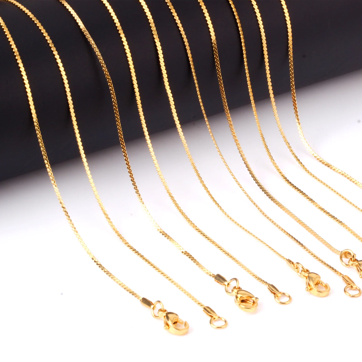 Асон сталь 10 шт./лот 316L нержавеющая сталь цепь ожерелье золотой цвет веревки цепи для подвески с застежками Омаров ювелирные изделия
