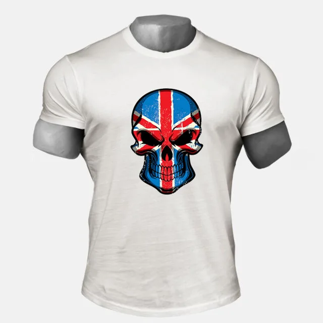 

Fitness bodybuilding men's cotton printed t-shirt sports training running short-sleeved t-shirt
