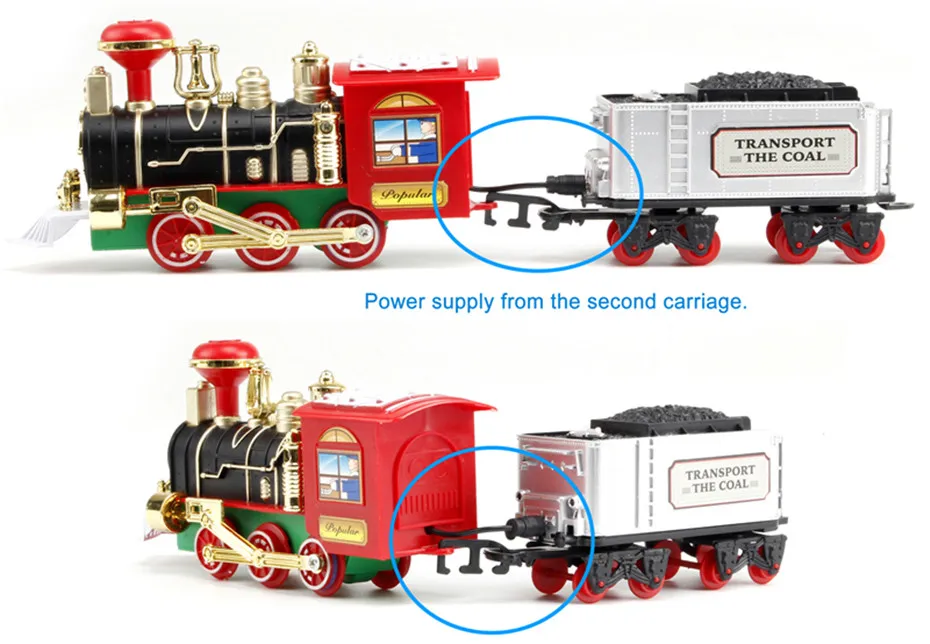 MEOA, Рождественский поезд, на батарейках, железнодорожный поезд, электрические игрушки, железнодорожная машина со звуком и светильник, набор дорожек, обучающие игрушки