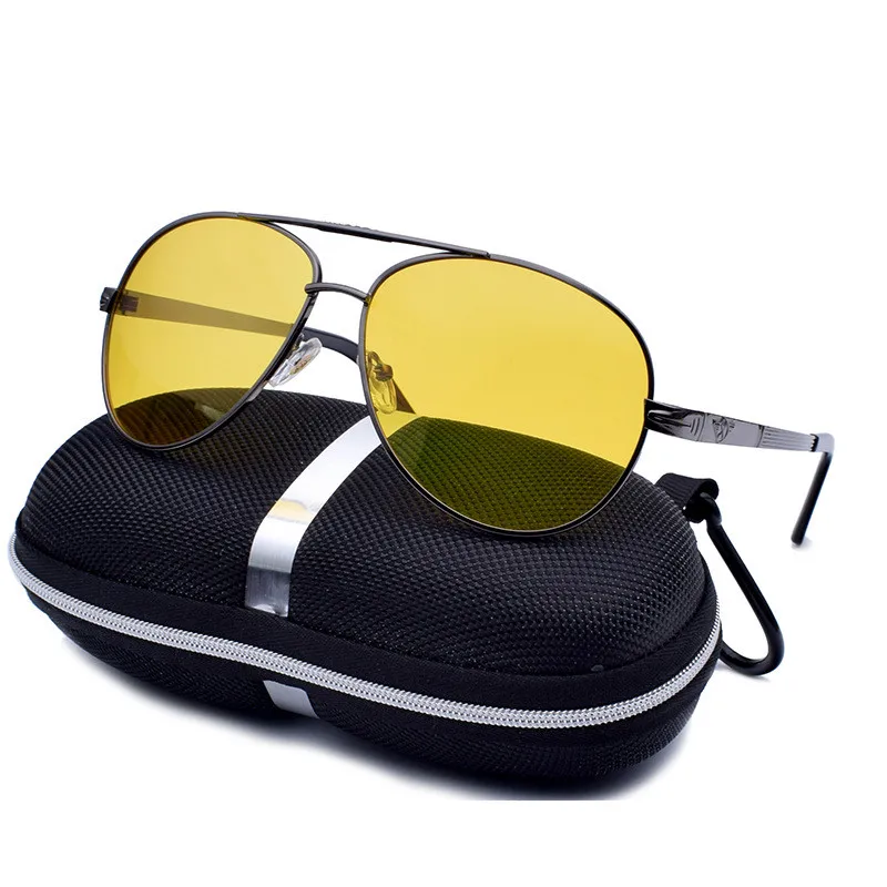 

Cubojue Night Driving Sunglasses Men Women Aviation Rectangle Dark Vision Driver's Goggles Yellow Lens Anti Glare