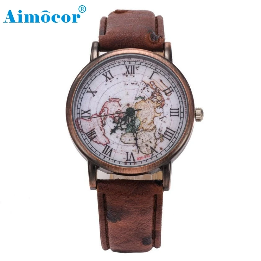 

2017 Newly Designed Retro Unisex Men Women Watch World Map Design Analog Quartz Watch Gift OCT 31