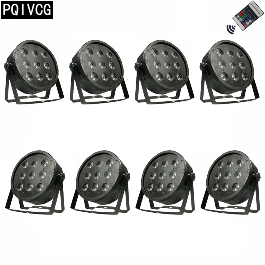 8 шт./лот 9x12 Вт пульт дистанционного управления led par light rgbw 4in1 dmx512 плоский