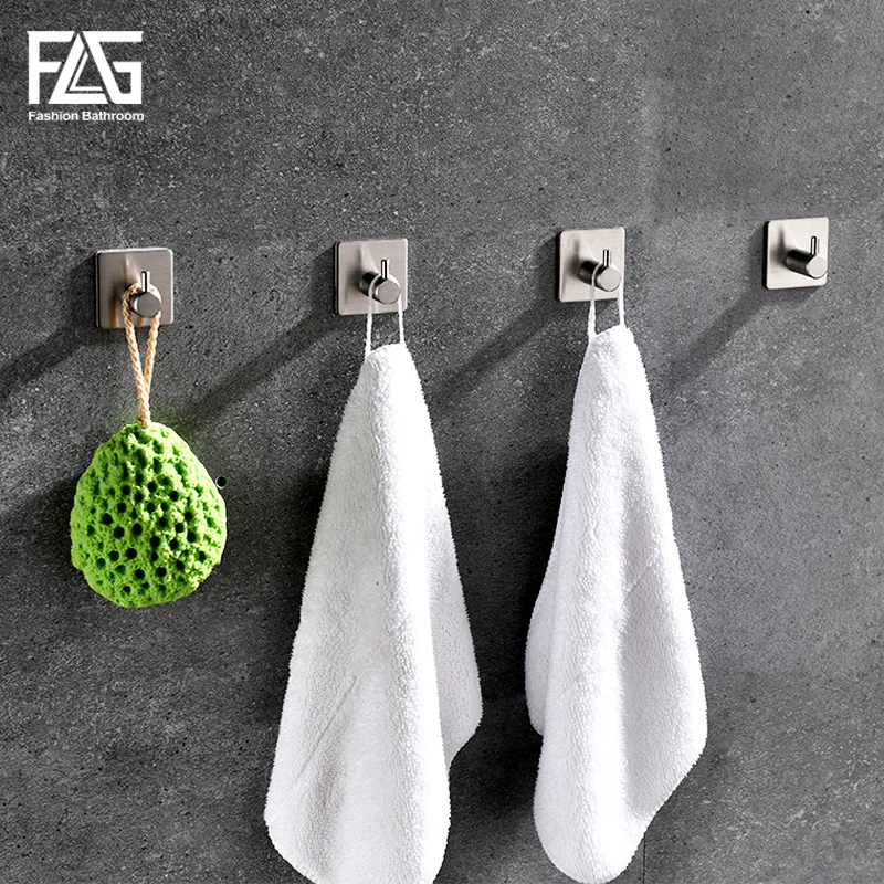 

FLG 304 Stainless Steel Robe Hooks Wall Door Clothes Hanger Kitchen Bathroom Rustproof Towel Hooks 4pcs/Set G217-10N-SS