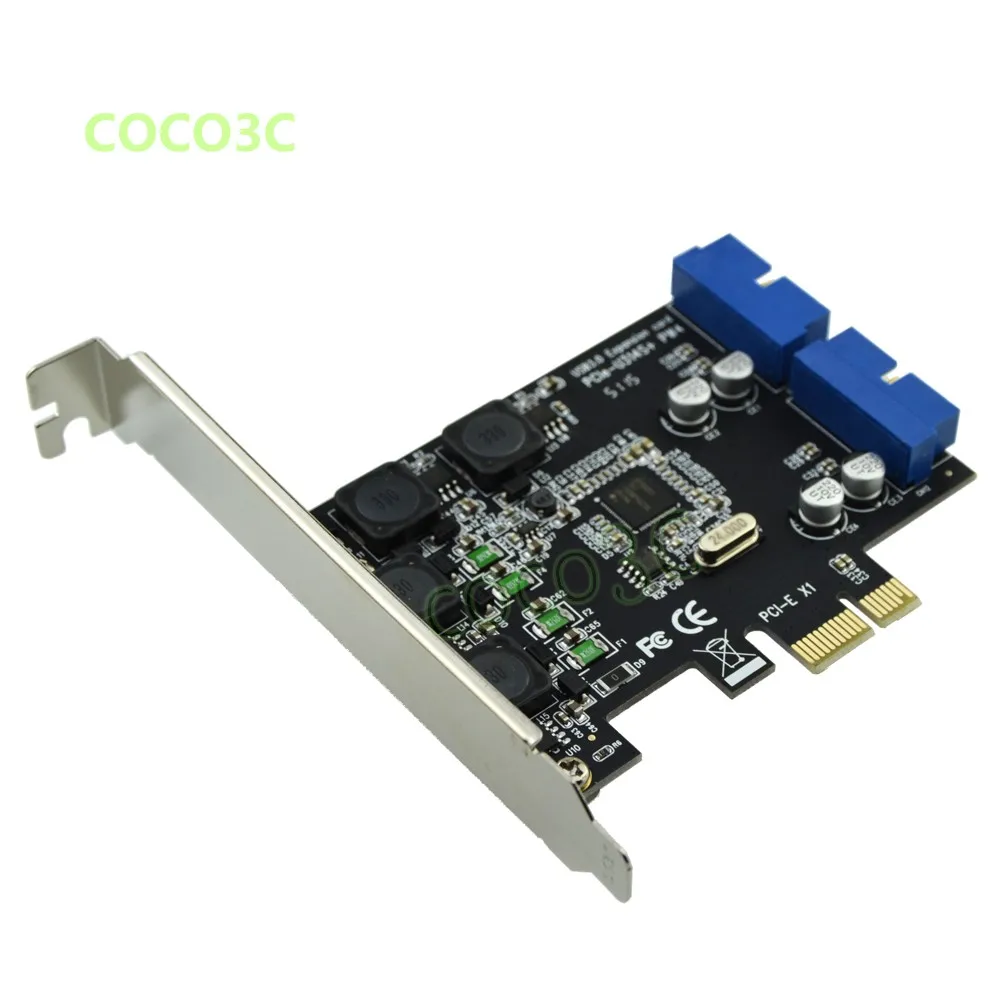 Phoneix PCI Express to Dual 20 Pin USB 3.0 PCI-e X1 to 2 ports 19pin USB3.0 Header Support Low Profile Bracket 