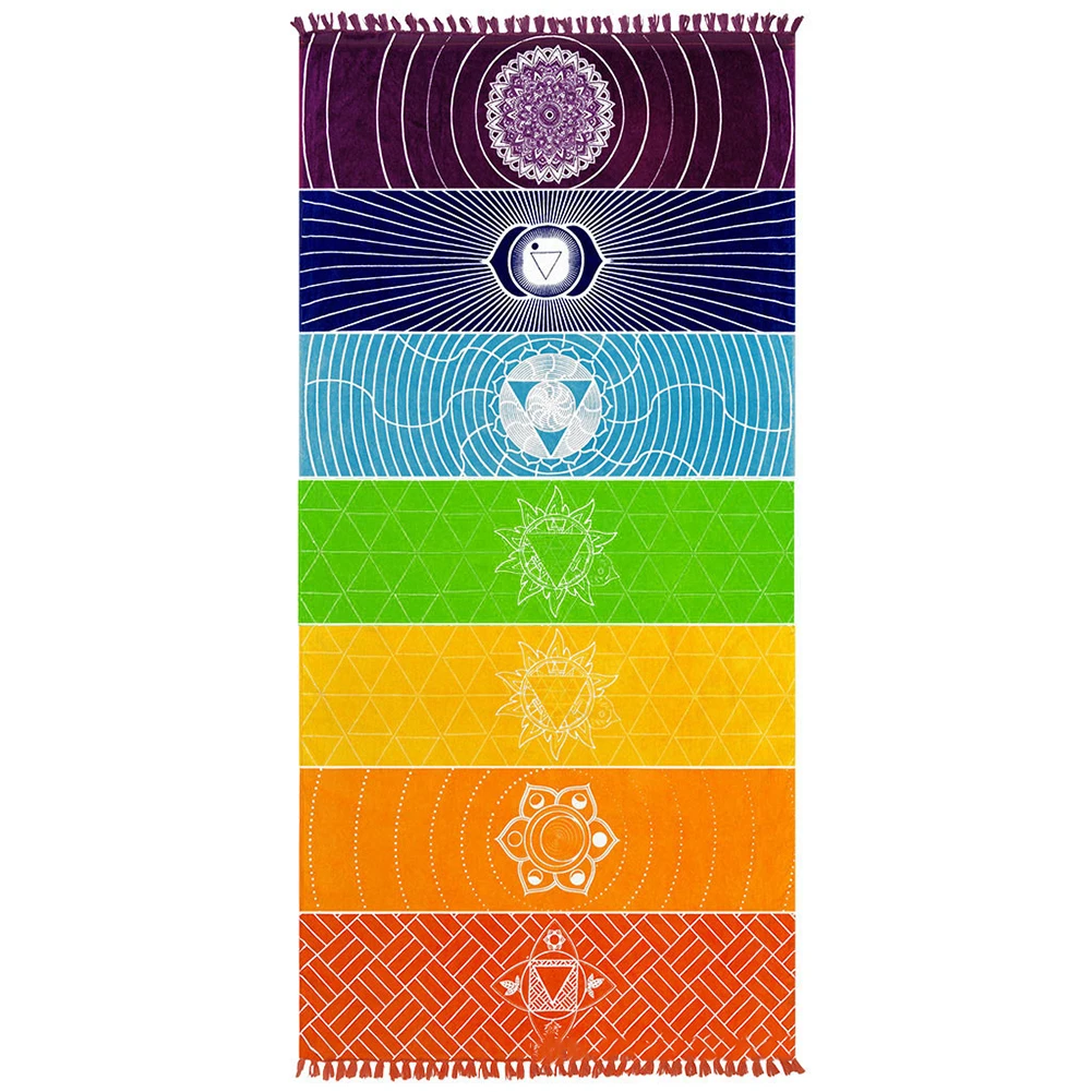 Горячая радужная полоса богемное Настенное подвесное одеяло гобелен летнее пляжное полотенце Коврик для йоги - Цвет: Многоцветный