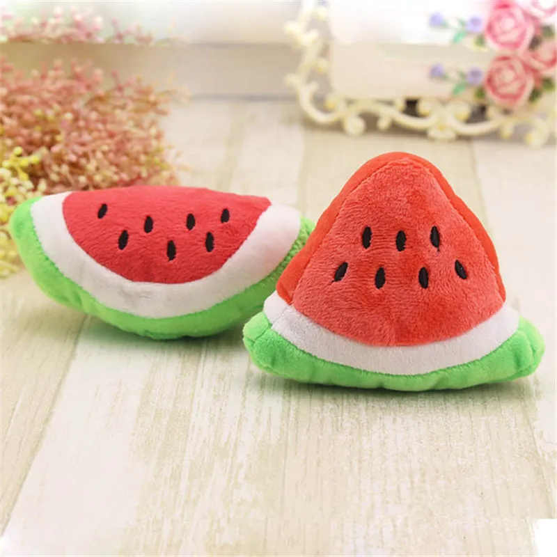Watermelon Toys For Dogs Bite Resistant Squeaker Pets Plush Puppy Chew Cats Accessories Products