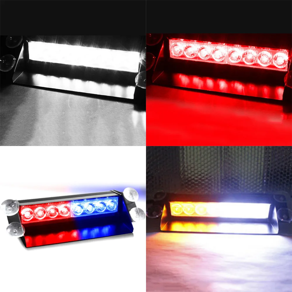 

2017 High Quality 1PC 4 Colors LED DC12V 8 LED Emergency Vehicle Car Strobe Flash Light Dash Warning Light