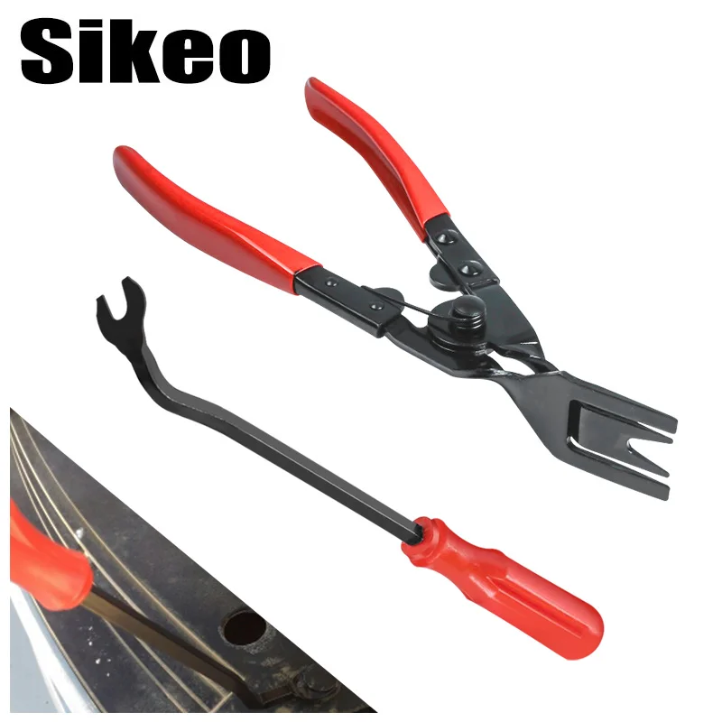 

2 pcs. Car Door Card Removal Panel Trim Clip Remover Tongs for Hair Extension Padding Mounting Clamp Tool for Auto Repair Kits