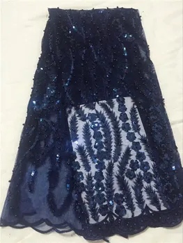 

African Lake Blue Sequins Net Lace Fabric Style Nigeria beads Swiss Mesh Tulle Lace For Women Party Wedding Dress Fabrics Green