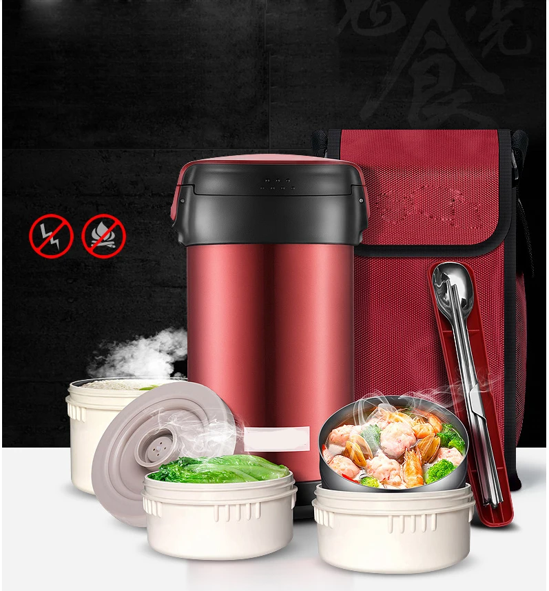 2000ML Food Lunch Box Stainless Steel Container For Hot Soup Vacuum Flask Thermos Insulated Kitchen School Lunch Boxes