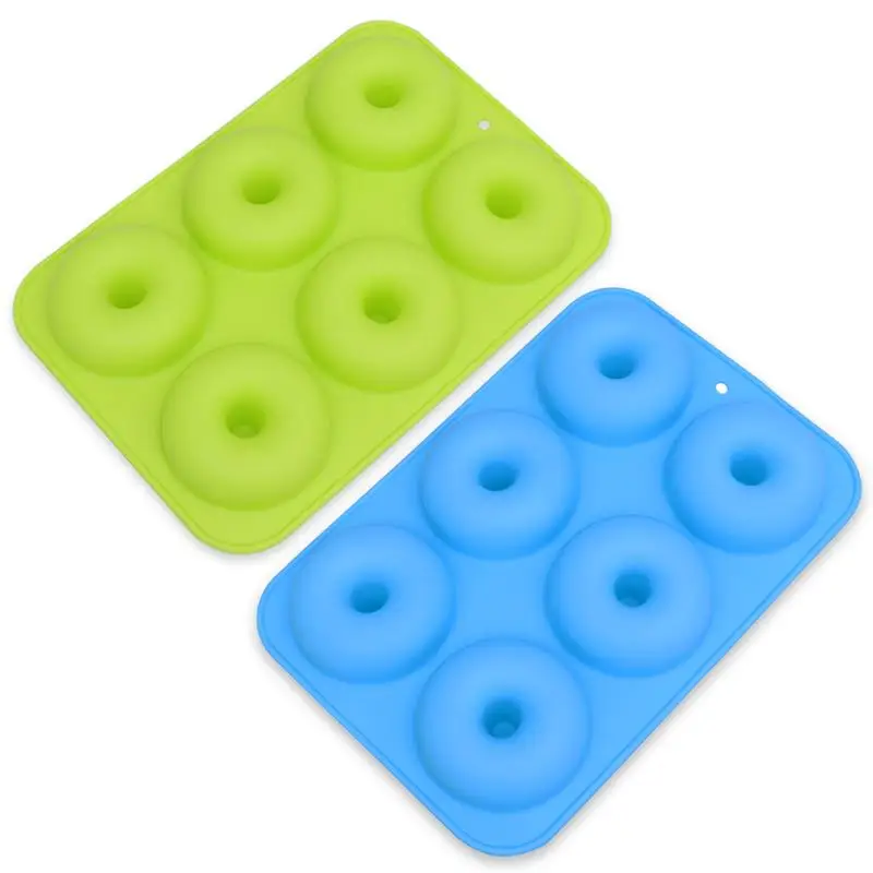 2pcs 6 Cavity Silicone Donut Molds Doughnut Baking Pan Non stick Donut