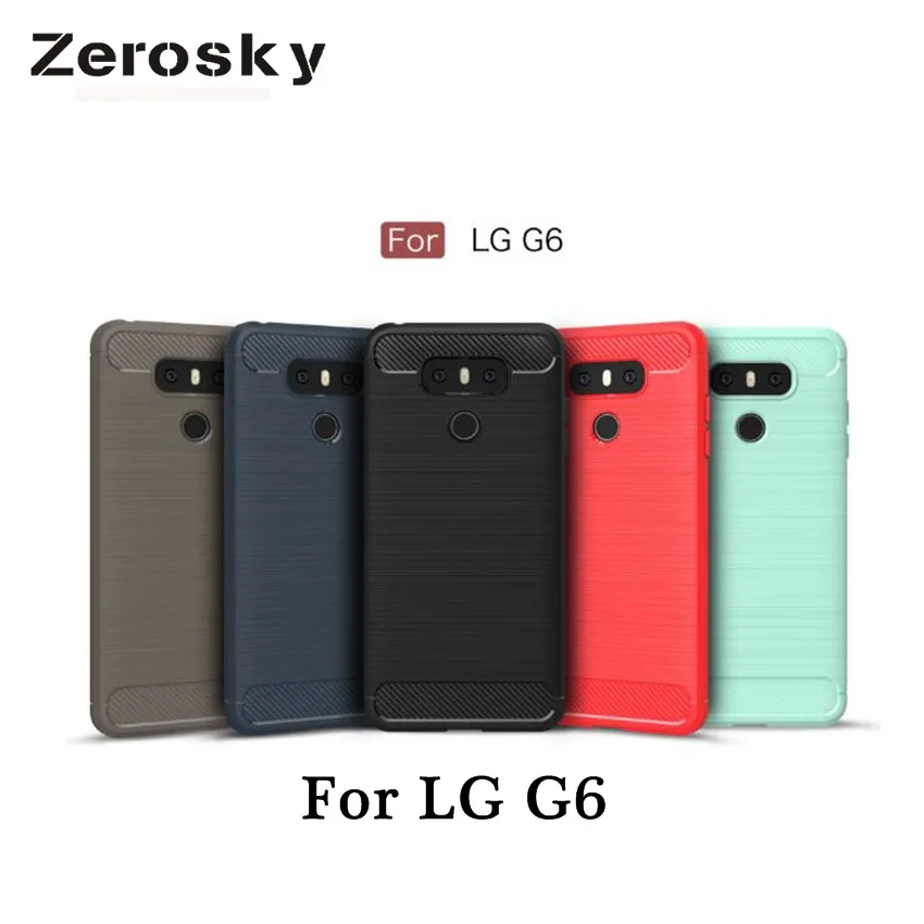 buy Zerosky Phone Case For LG G6 Carbon Fiber Brushed Wire Drawing Silicone Cover For LG G 6 LGG6 5.7 inch Mobile Phone Shell