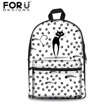 

FORUDESIGNS Cute Animal Cat Printed Travel Women Canvas Backpack Fashion Daily Ruck Sack Bags School Backpacks for Teenage Girls