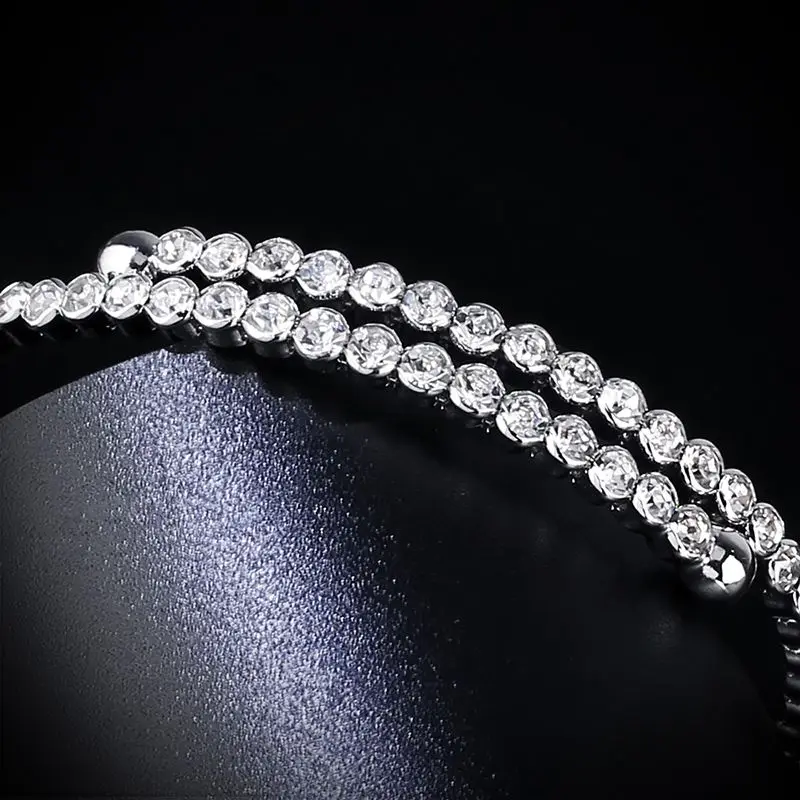 OCESRIO роскошный кубический циркон регулируемый браслет на запястье серебряный шарм браслет Открытый браслет для женщин модные ювелирные изделия brt-k48