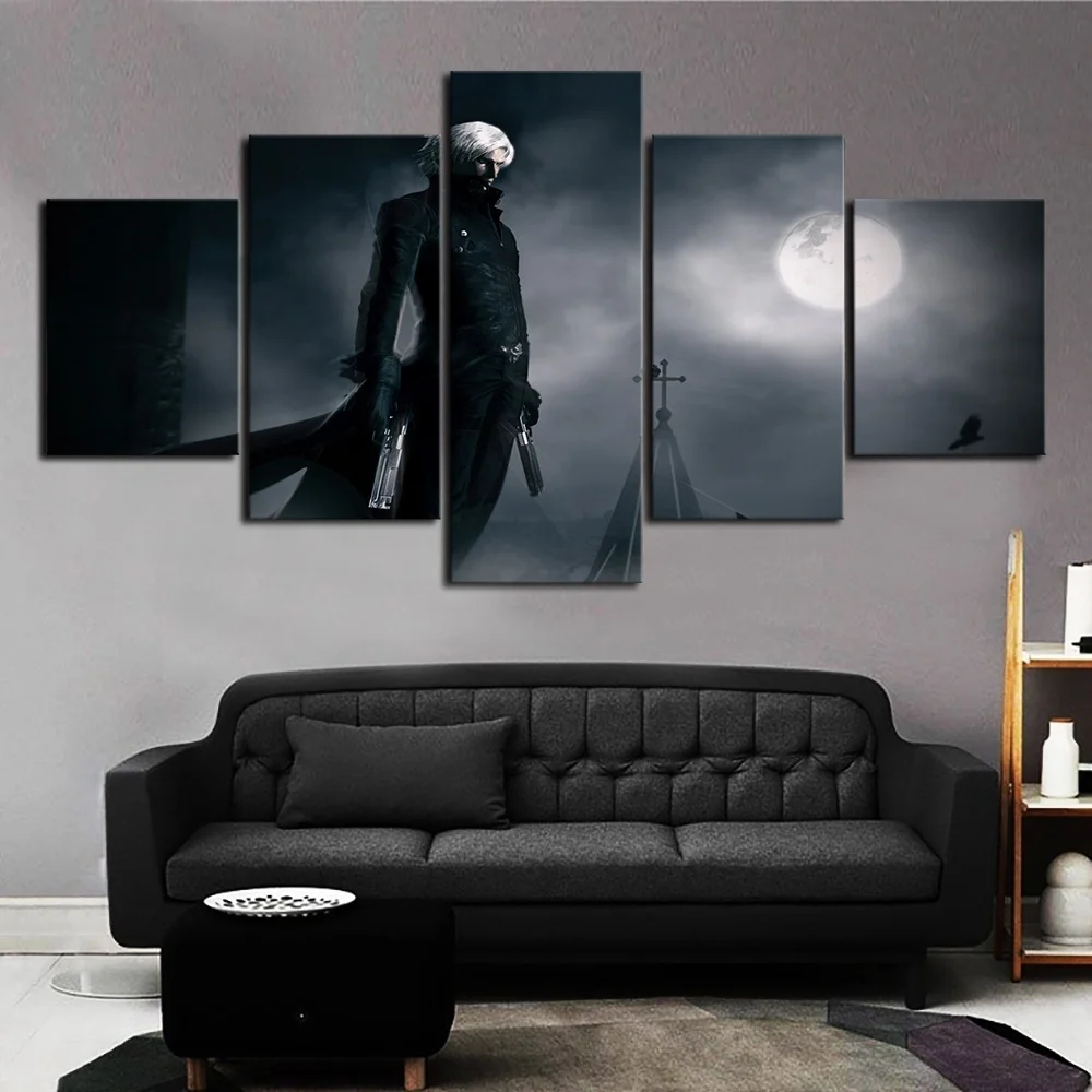 

5 Piece Fantasy Art Picture DEVIL MAY CRY Game Landscape Poster Pictures for Wall