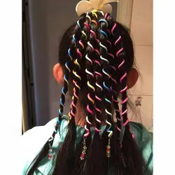 6/набор резинки для волос Радужный цвет оголовье милые девочки лента для волос Кристалл Длинные эластичные волосы резинки для волос