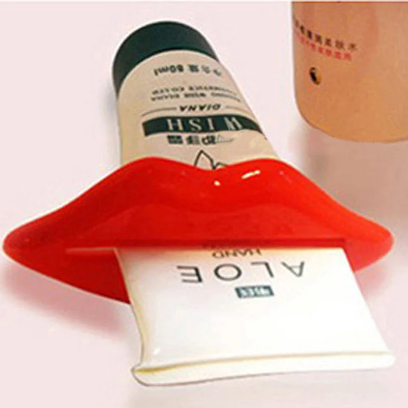 

Bathroom Accessories Appealing Lip Shape Bathroom Tube Dispenser Toothpaste Squeezer Red and Pink Cream Squeezer 2pcs/set 9x4cm