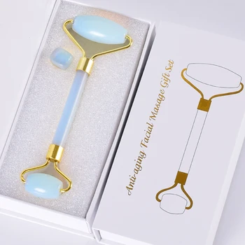 

Jade Roller High-grade Metal Opalite Facial Massage Roller With Gift Box Slimming Anti Wrinkle Cellulite Crystal Stone Tool