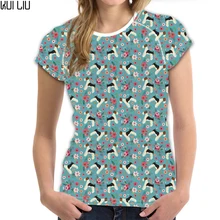 Индивидуальные 3D Фокстерьер футболка для женщин топы милая повседневная женская футболка Женские футболки с коротким рукавом Женская эластичная одежда