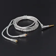 NICEHCK 3,5 мм MMCX кабель высокого качества L гнущийся штекер покрытый Серебристые наушники для обновления использования для SE535 SE846 DT600 DT500 ушной крючок