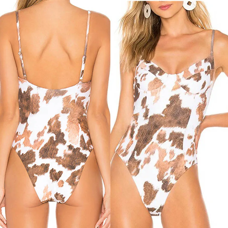 

Newly Ladies Swimsuits Printed One-pieces Sling Backless Swimwear for Women Summer BN99
