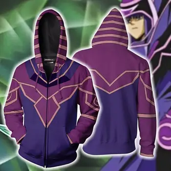 

Anime Duel Monsters Cosplay Hoodie Yugi Muto Zipper Coat Sweatshirt 3D Printed Tops 2019 New Fashion Casual Men Hoodies Costume