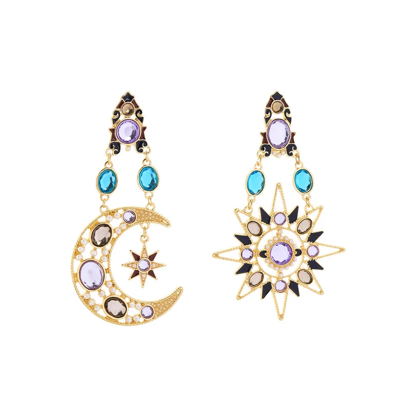 

Bulk Price Romantic Style Charm Gold Color Star Moon Goodnight Italian Earrings