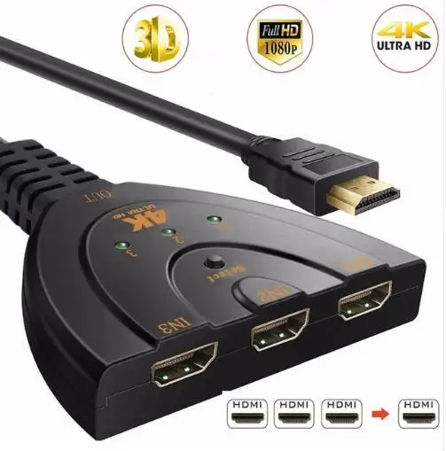 10pcs/ lot 4K*2K 3D Mini 3 Port HDMI Switch 1.4b 4K Switcher Splitter in 1 out Hub for DVD HDTV Xbox PS3 PS4 1080P | Безопасность и