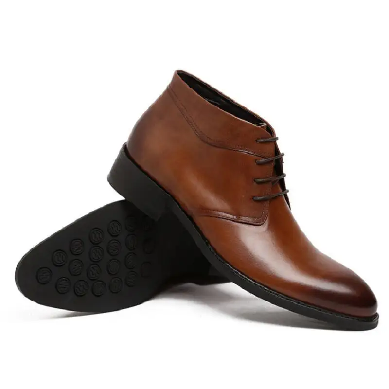 3 Invierno Cuero Los marrón Tinto Hombres Casuales De Tobillo Botas Cómodos Clásico Mycolen Zapatos Genuino Alta vino Negro Colores aIOYqBqw