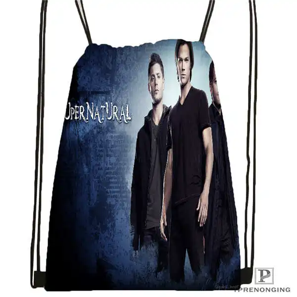 Custom Supernatural_Season_ походная сумка на шнурке Cute Daypack Kids Satchel(черная спинка) 31x40 cm#180612-02-6