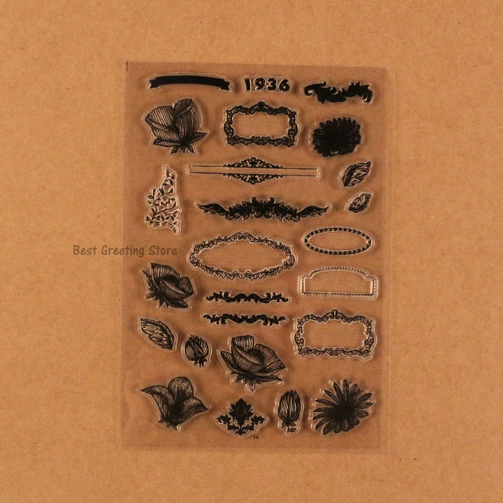 vintage banner stamps clear silicone transparent flower stamps mini