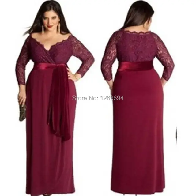 wine red plus size dresses