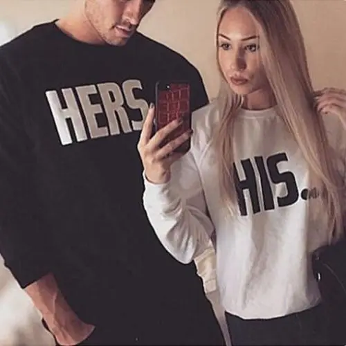 

Autumn Fashion Lover Couple Matching HIS And HERS Jumper Sweatshirts Tops Cotton Sweatshirts Tee Blouse