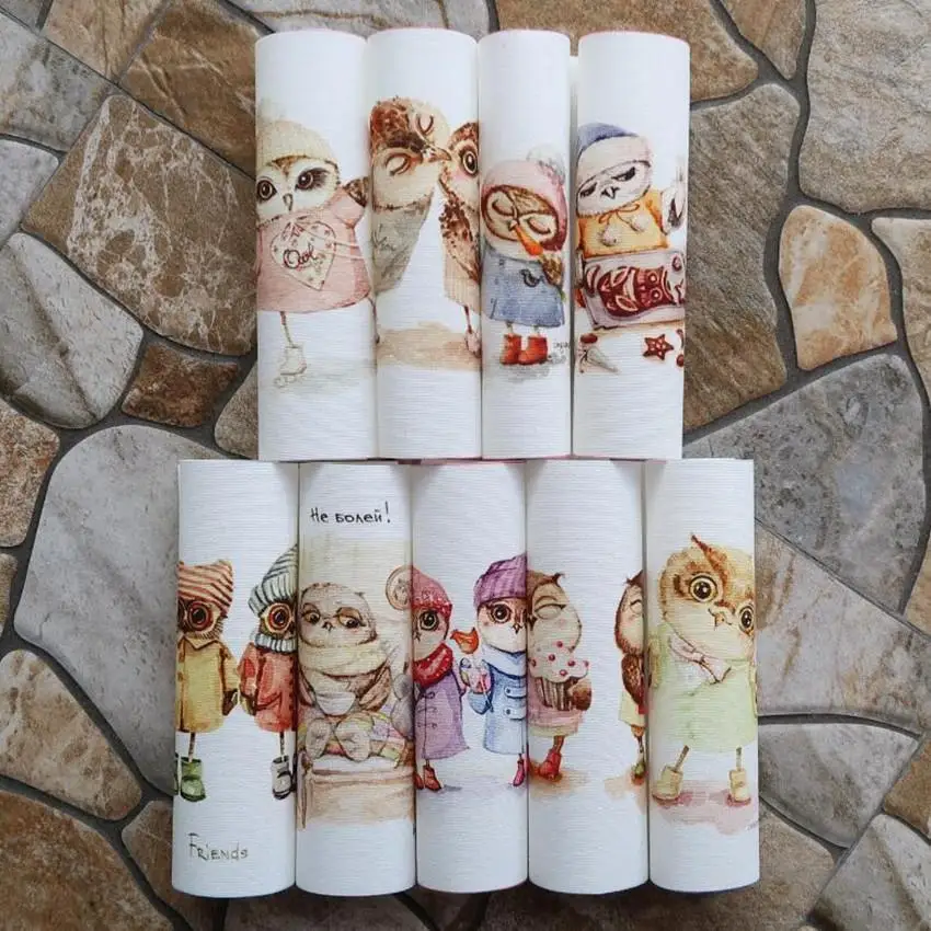 

15*15cm 9pcs/lot cotton fabric patchwork for print owl material knitted apparel textile tissu cloth dolls child fabrics SL-115