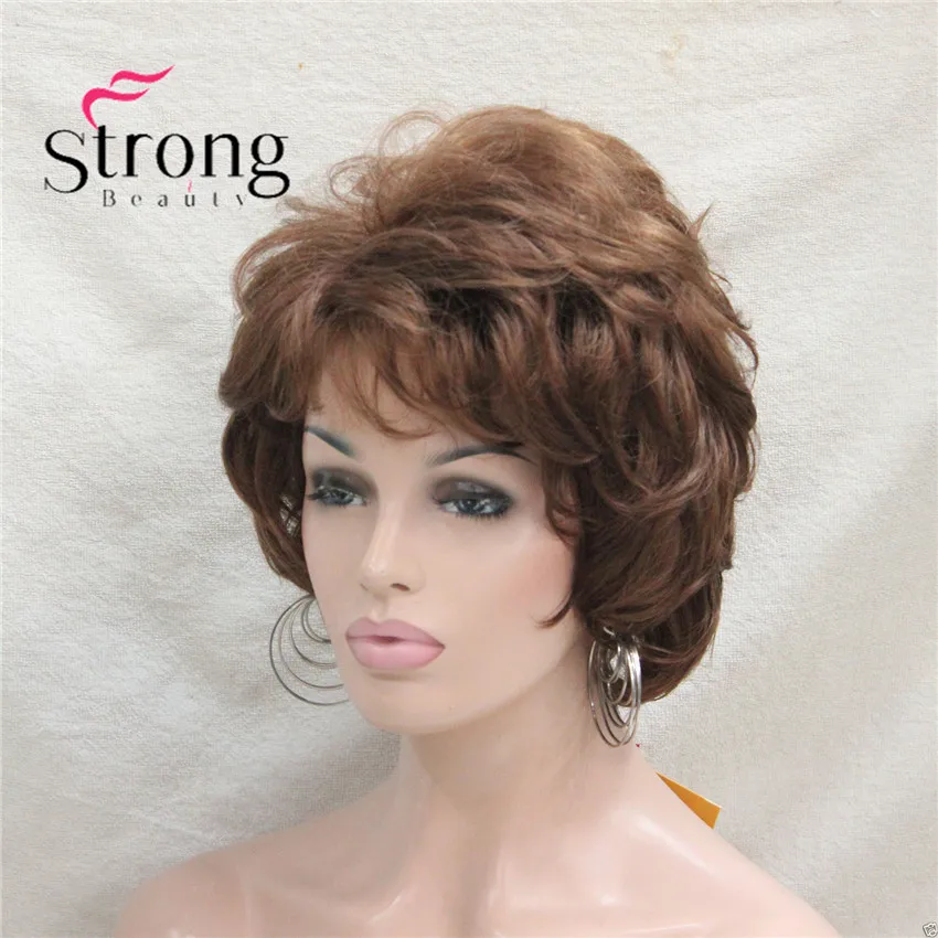 L-427B #30fashion medium auburn short curly synthetic women's wigs full wig for everyday (5)