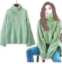 Nagodo Loose Turtleneck Sweaters 2019 Autumn Winter Knitted Pullovers Casual Thick Pure Colour Sweater Mujer Pull Femme Nagodo Loose Turtleneck Sweaters 2019 Autumn Winter Knitted Pullovers Casual Thick Pure Colour Sweater Mujer Pull Femme
