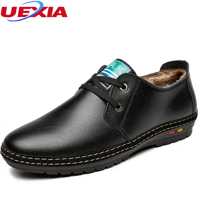 comprar UEXIA Qualidade Da Moda Apartamentos dos homens Com Pele De Pelúcia Inverno Quente Homem Homens Casuais Sapatos de Conforto Sapatos Clássicos Masculinos Do Vintage plataforma